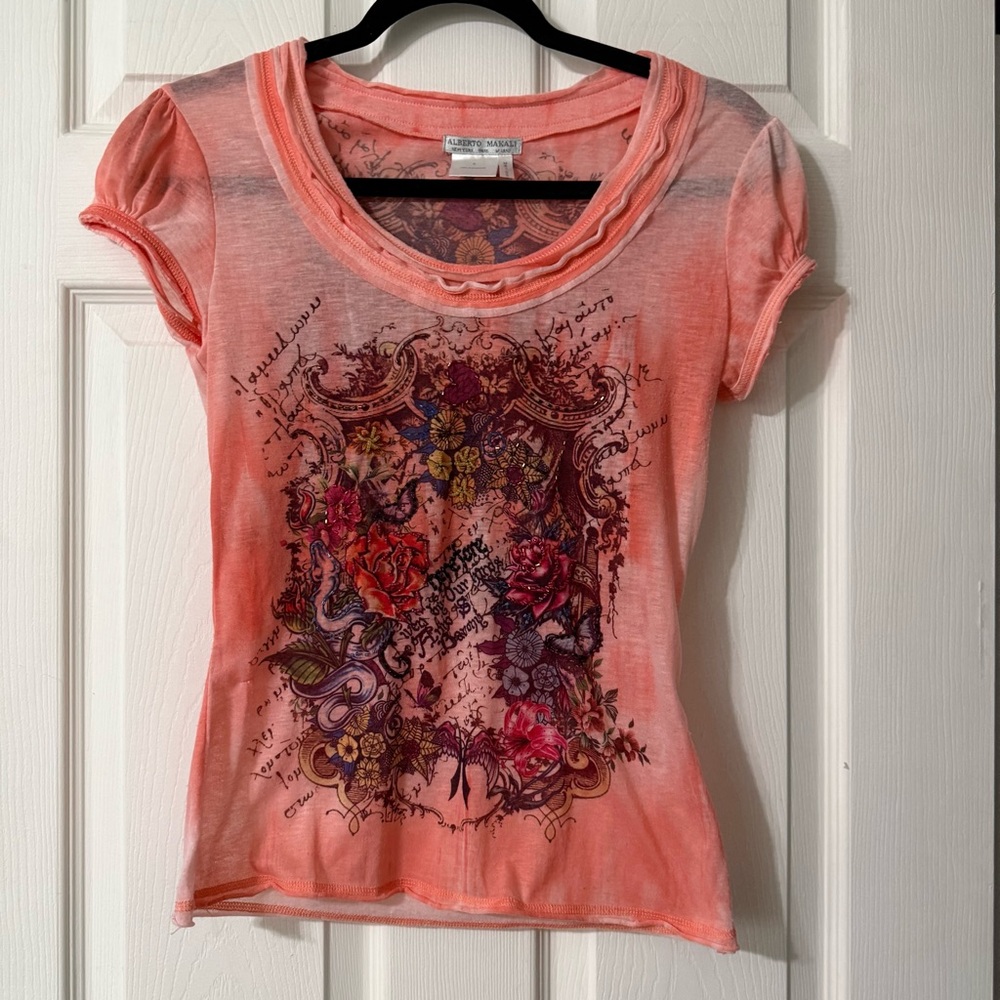 Alberto Makli Women's Coral Graphic Top Sm